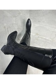 Resim POTEEN Ptn Lotus Kadın Western Kovboy Fermuar Detay Nakışlı Topuklu Çizme-siyah 