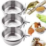 Resim 1 Adet Dayanıklı Paslanmaz Çelik Evcil Hayvan Besleme Kabı Kuşlar, Köpekler, Kediler İçin - Papağanlar, Gine Domuzları, Hamsterlar İçin Asılı Kafes Kupası - Güvenli Kilit Sistemli Çok Amaçlı Besleyici Kâse 