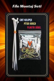 Resim viyolmarketim Balkon Filesi Montaj Seti Aparatı Piton Vida Kanca Dübel Ve Plastik Kelepçe 