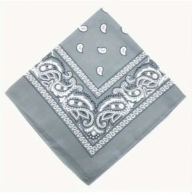 Resim Melek Kare Bandana Fular Açık Gri 
