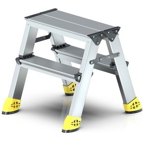 Resim Elmas Serisi 2+2 Basamaklı Çift Çıkışlı Alüminyum Katlanır Merdiven 1 Adet 