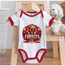 Resim Bk Gift Türkiye Taraftar Temalı 2026 Dünya Kupası Tasarımlı Kırmızı Bebek Body Zıbın-6 Tek Yürek Milli Takım Ruhu 