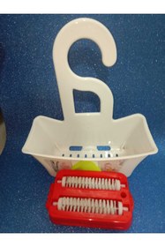 Resim HANK İki Çubuklu Gırgır Ve Banyo Askısı / Dolap Askısı (BEYAZ ASKI KIRMIZI GIRGIR) 