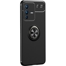Resim Microcase Vivo V23 5g Focus Serisi Yüzük Standlı Silikon Kılıf - Siyah 