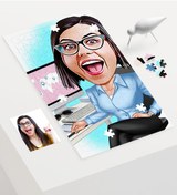 Resim Kişiye Özel Bayan Genel Müdür Karikatür 240 Parça A3 Puzzle - 1 