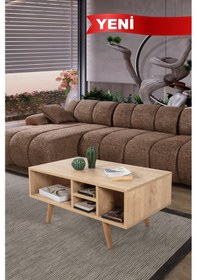 Resim 2022 Sina Orta Sehpa Ahşap Ayaklı , Safir , Salon , Orta Odası , Ofis Safir Meşe 