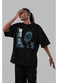 Resim Kanye West Rapper Şarkıcı Ön Baskılı Unisex Oversize Tişört Siyah 