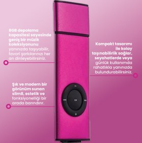 Resim GoldMaster Slim8 8GB Uyumlu Hafızalı Dijital MP3 Player 