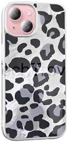 Resim Apple İphone 15 Kılıf İpeksi Desenli Tasarımlı Kamera Koruma Çıkıntılı A+ Kalite Kapak Gri Leopar 