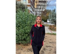 Resim ARZ Kadın Önü Fermuarlı Yandan Cepli Siyah Polar Yelek 