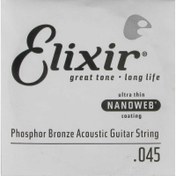 Resim Elixir 14145 Nanoweb Phosphor Bronze Tek Akustik Gitar Teli (45) 