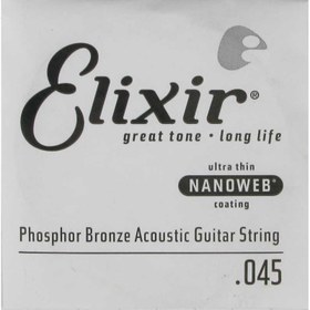 Resim Elixir 14145 Nanoweb Phosphor Bronze Tek Akustik Gitar Teli (45) 