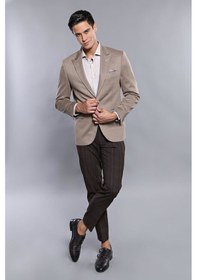 Resim Penye Bej Slim Fit Ceket Wessi 001 