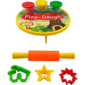 Resim Play Dough Oyun Hamuru Seti Sofralı Merdaneli 3 Renk Hamurlu 