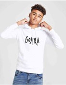 Resim Gojira Logo Baskılı Unisex Çocuk Kapüşonlu Beyaz Sweatshirt Beyaz 