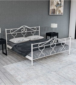 Resim Metalia Gm 301 Gold Çift Kişilik Metal Karyola Beyaz 140x190 