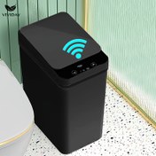 Resim 10L Akıllı Ev Sensörlü Çöp Kutusu, Elektrikli Sensörlü Ev Tuvaleti, Banyo, Oturma Odası Tam Otomatik Dar Alan Çöp Kutusu, Akıllı Çöp Kutusu Evsel Çöp Kutusu Evsel Kapaklı Çöp Kutusu Küçük Çöp Kutusu 