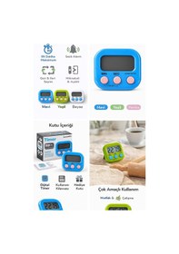 Resim Dijital Kronometre Beyaz Mavi Tuşlu 99 Dakika Alarmlı Timer Büyük Lcd 