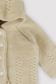 Resim Peki Bebek 5 Ekle 4 Öde Yenidogan Hediyelik Triko Yün Örgü Kapüsonlu Hirka Çift Kat Ponponlu Retro 1028 
