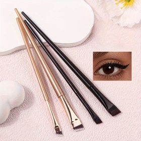 Resim 4 adet Profesyonel Göz Makyaj Fırçaları Siyah Düz Eyeliner Fırçası Kaş Uygulama Dudak Makyaj Fırçası Göz Makyaj Araçları 