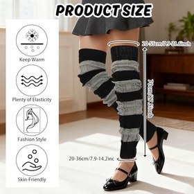 Resim XEPST Kadın Uzun Kış Bacak Isıtıcı, Manşet, Kız Bacak Isıtıcı, Kadın Örgü Tığ İşi Nabız Isıtıcı Bacak Isıtıcı Çizme Kış Isıtıcı için Çizme Örtüsü, 27,5 inç 