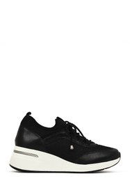 Resim Derimod Kadın Siyah Bağcıklı Dolgu Topuklu Sneaker 25WFD221414 