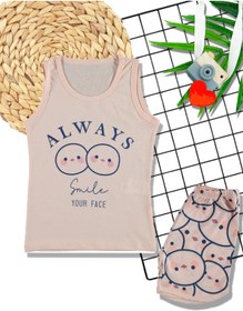 Resim ALFE FASHION Always Smile Askılı Şortlu Çocuk Pijama Takımı 