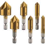 Resim Dadata 6 Pcs 1/4inch Hex Shank Counterk Matkap Bitler Merkez Punch Seti Hss 5 Flüt Konuşma 90 Derece Merkez Punch Tool Sets (Yurt Dışından) 