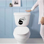Resim cnpromosyon Stink Yazılı Bomba Sembolü Silüeti Dekoratif Wc Klozet Sticker, Çıkartma, Etiket 
