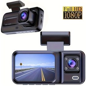 Resim Turcoshop11 Zkcamspy D70 Çift Lensli Araç Kamerası 1080p Ön 720p İç Görüş Gece Görüşü Park Sensörü 