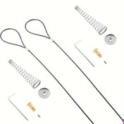 Resim 2 Set Kapı Kilit Kablo Çekişi, Ayarlanabilir Kapı Kilitli Metal Ahşap Çit, Bahçe için Siyah Yaylı Kapı Açacağı 