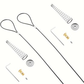 Resim 2 Set Kapı Kilit Kablo Çekişi, Ayarlanabilir Kapı Kilitli Metal Ahşap Çit, Bahçe için Siyah Yaylı Kapı Açacağı 