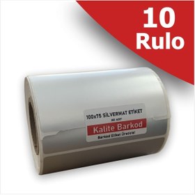 Resim Kalite Barkod 100x75 Silvermat Etiket | 10 Rulo Demirbaş Etiketi 