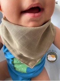 Resim runbaby Müslin Kumaş Çıtçıtlı Bebek Salya Önlük & Fular ( Toprak Rengi ) 