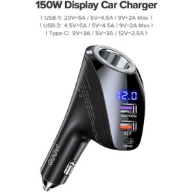 Resim Qoovı 150w 4 Portlu Araç Şarj Cihazı Usb-c Pd 4.0 Hızlı Şarj İphone Uyumlu Samsung Huawei Xiaomi Ildistribütör Garantili 