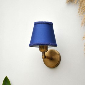 Resim Circle Glow Gold Sutaşı İşlemeli Duvar Apliği - Gece Mavi 