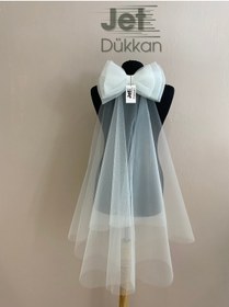 Resim JetDukkan Gelinlik Duvağı, 3 Katlı Fiyonklu Duvak - Gelin Duvağı, Nikah Duvağı, Gelin Aksesuarı 