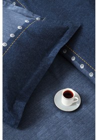 Resim Özdilek Oregon Tek Kişilik Lastikli Fitted Çarşaf Denim Nevresim Takımı Lacivert 