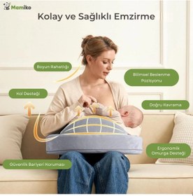 Resim Emzirme Yastığı, Visco Yastık, Yıkanabilir Kılıf, Memory Foam, Güvenlik Bariyerli Geniş Minder Gri 