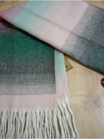 Resim Enefendi Renkli Kareli Yumuşak, Çift Taraflı Pofidik Yeşilpembesiyah Kışlık ,sıcak Omuz Şalı - Atkı 45 X 185 Renkli 