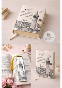 Resim Kitap Kılıfı Ve Metal Kitap Ayracı Seti Sana Dün Bir Tepeden Baktım Aziz İstanbul 