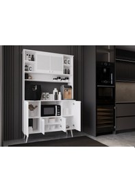 Resim Melura Kahve Köşesi 120 Cm %100 Mdf Çok Amaçlı Dolap Beyaz 