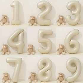 Resim 1 adet, Bej Karamel Kalp Balonlar, Taçlı Mutlu Doğum Günü Balonları, 1 2 3 4 5 6 Bebek Duşu Sayı Foil Balon, Helyum Bebek Duşu Globos, Yaratıcı Küçük Hediye, Tatil Aksesuarı, Doğum Günü Parti Malzemeleri, Doğum Günü Hediyesi, Parti Süslemeleri Malzemeleri 