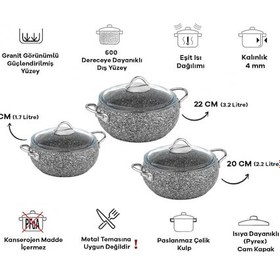Resim Taç Luna Granit 3'Lü Güveç Seti Gri 