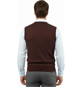 Resim Çizgi Triko Erkek V Yaka Süveter Çelik Örgü Regular Kalıp 5201h Bgl-st04842 Bordo 