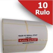 Resim Kalite Barkod 50X35 Yanyana 2li Termal Etiket | 10 Rulo Barkod Etiketi 