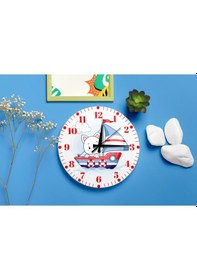 Resim Sevimli Kedi Ve Gemi Temalı Sessiz Mekanizma Duvar Saati Çocuk Odası Dekoratif Kırmızı 