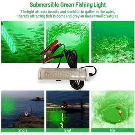 Resim Geekyou 12v 30w 150 Led Su Altı Balık Avı Işığı, Yeşil Işık, 5m Kablolu, Tuzlu Ve Tatlı Su Uyumlu, Gece Avı İçin Uygun Yeşil 