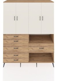 Resim Kronos Gardrop 7 Raflı 6 Çekmeceli 4 Kapaklı 176x59x221 Çam-aytaşı/çam Aytaşı/çam 