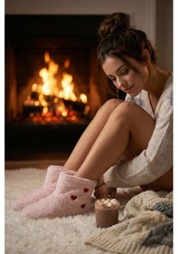 Resim Lela Kalpli Yumuşak Dokulu Peluş Bayan Panduf 6722005 Pudra 